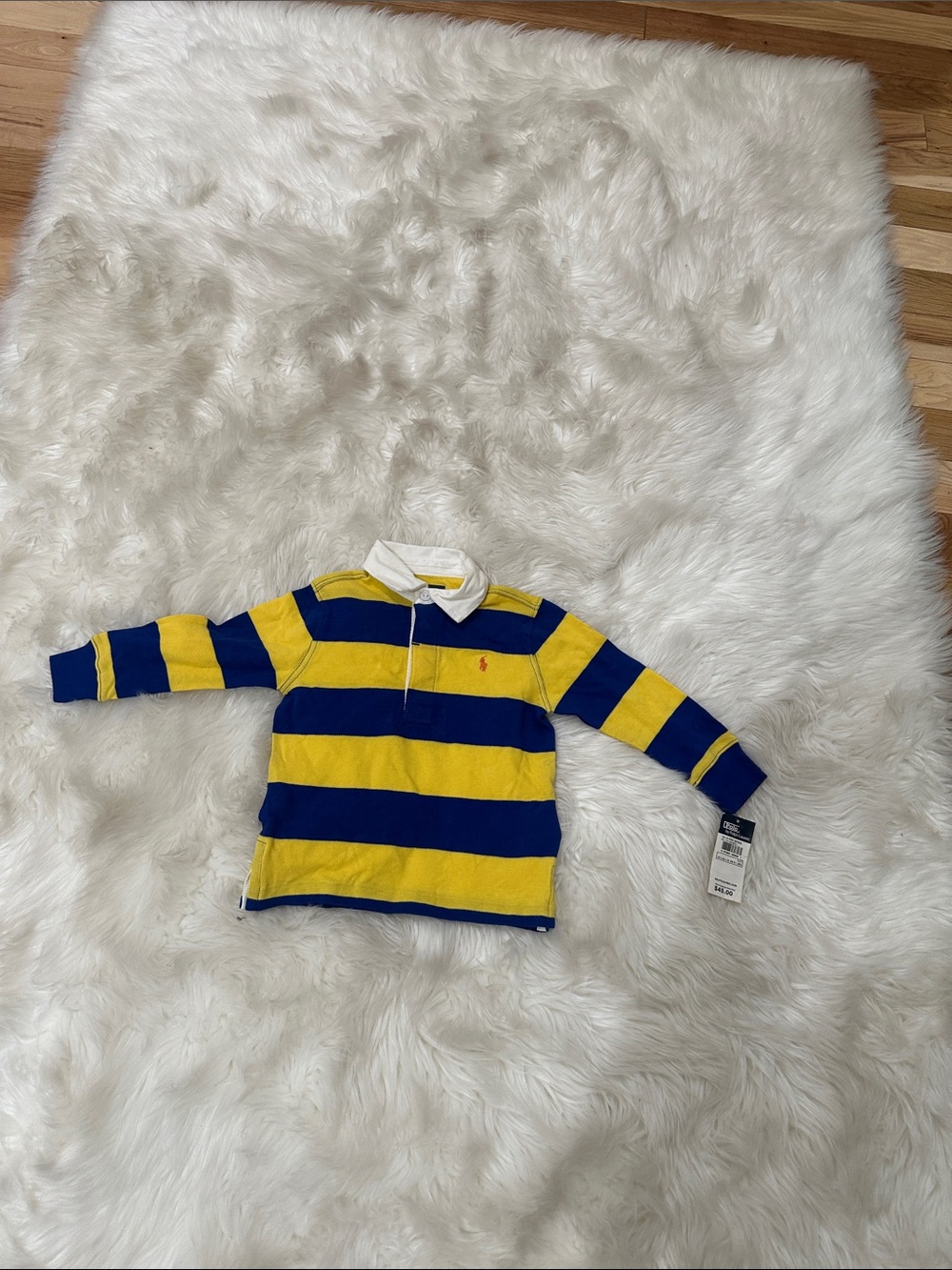 Ralph Lauren Kids Yellow & Navy Striped Rugby Polo